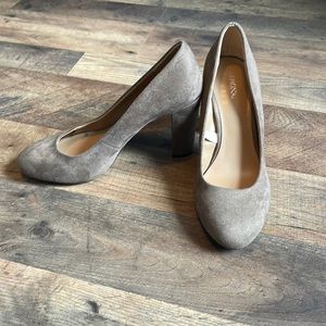 Faux Sued Beige Heels
